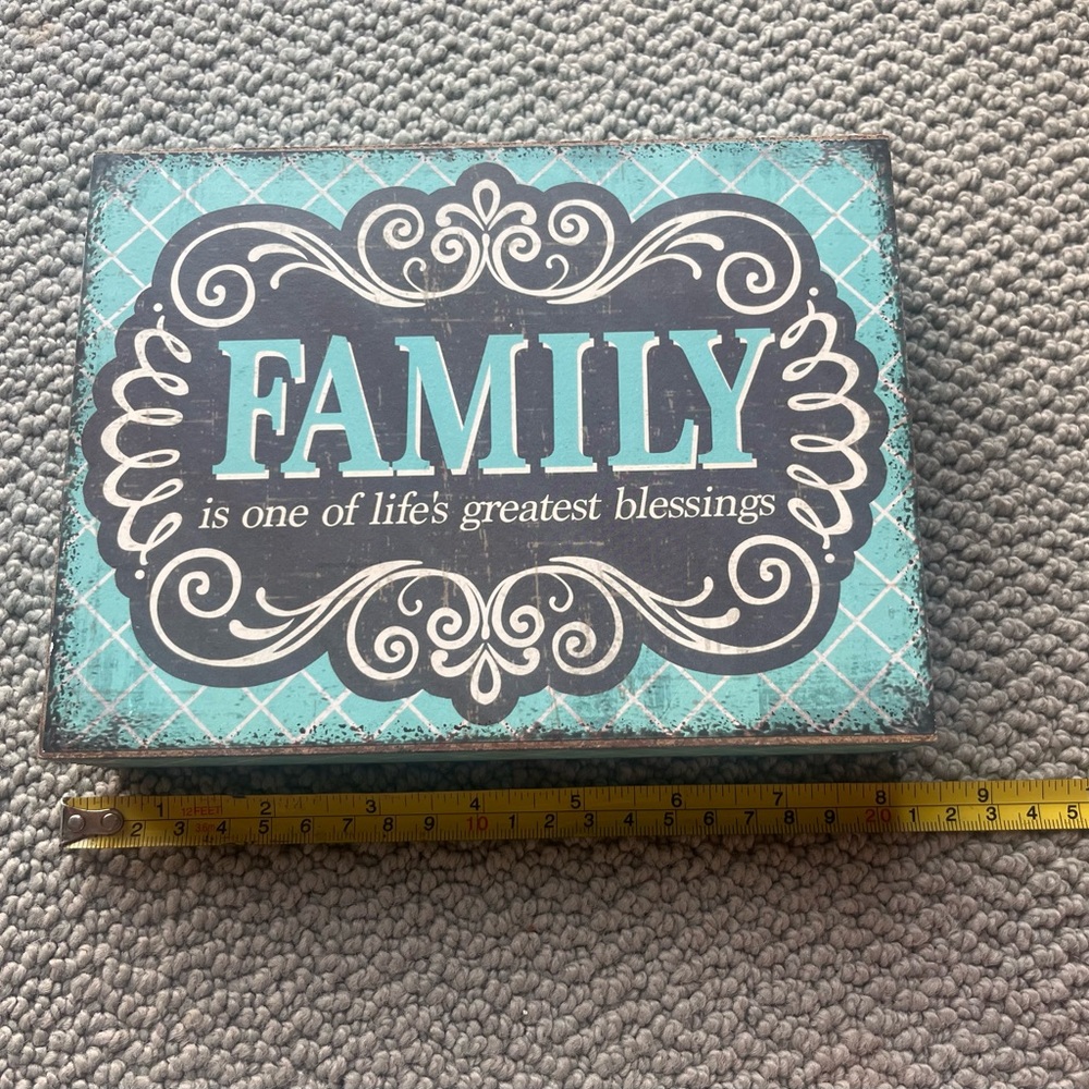 Decorative Family Sign with Blue Accents